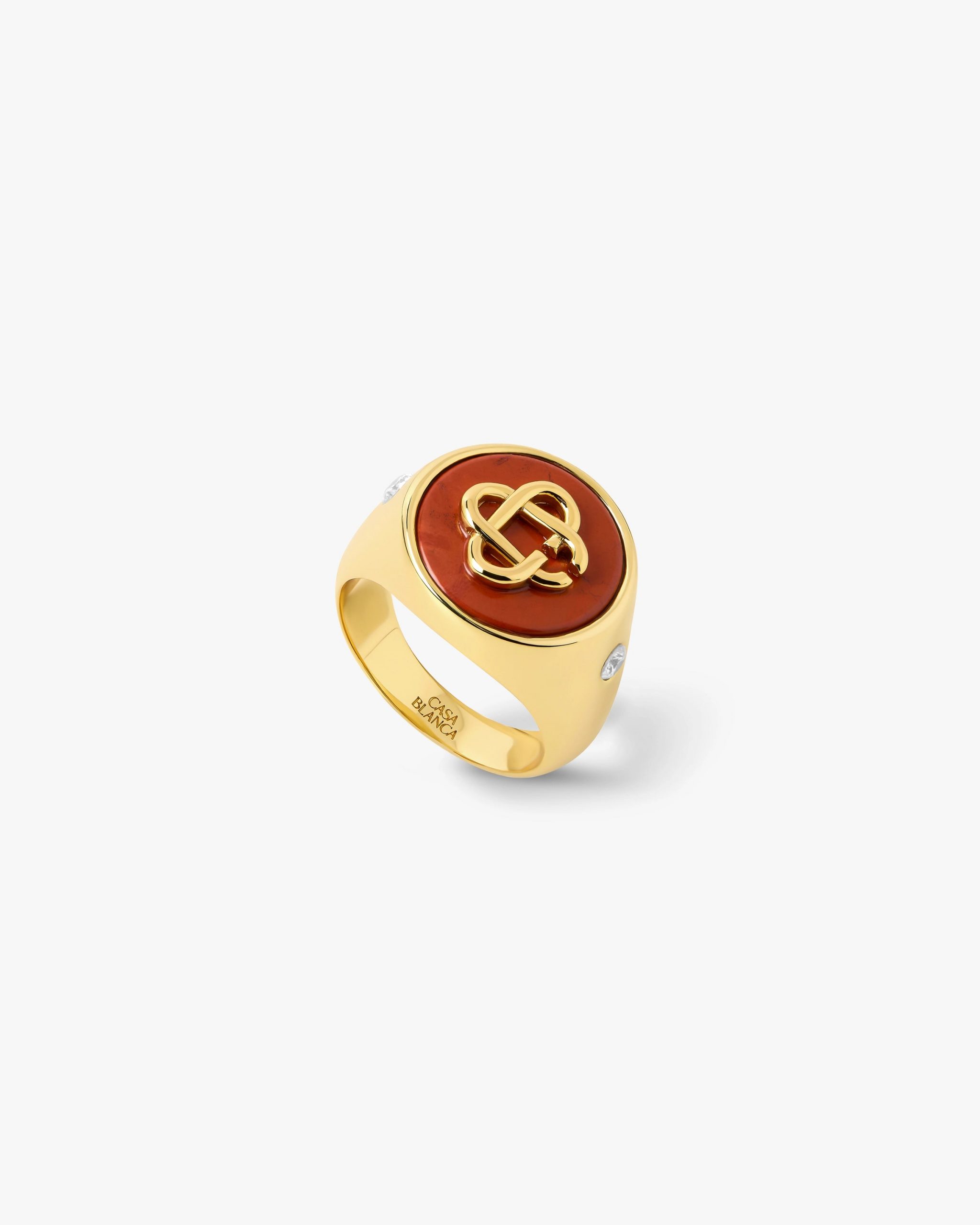 Casablanca Gold & Red Stone Signet Ring