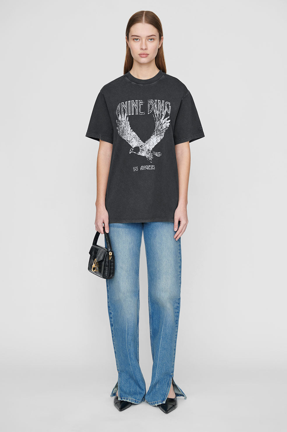 Anine Bing Lili Tee Eagle - Washed Black
