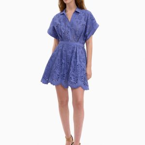 Rebecca Taylor Brielle Poplin Eyelet Mini Dress