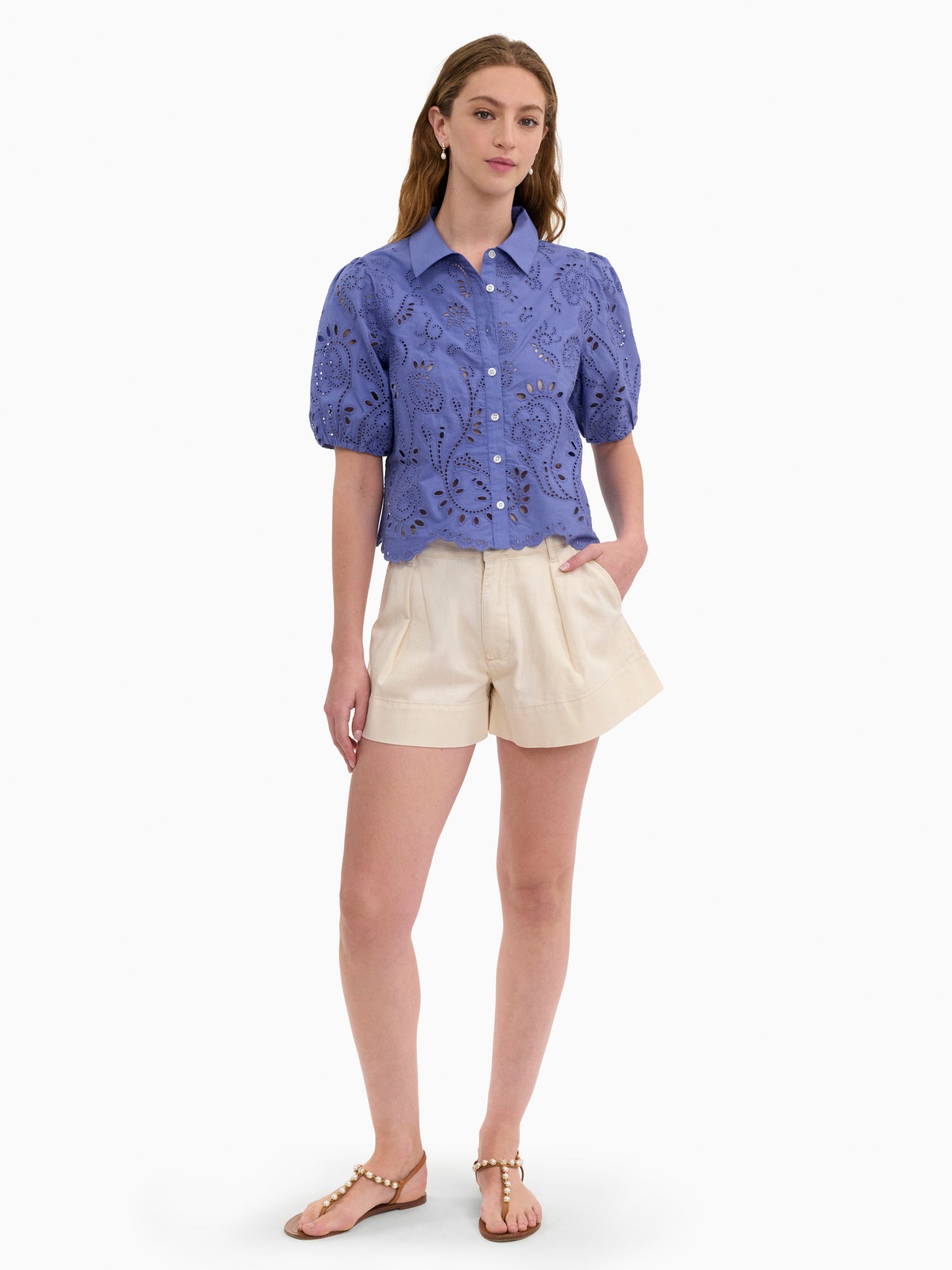 Rebecca Taylor Brielle Poplin Eyelet Shirt
