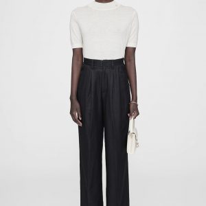 Anine Bing Carrie Pant - Black Linen Blend