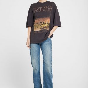 Anine Bing Caden Tee Rio De Janeiro - Washed Black