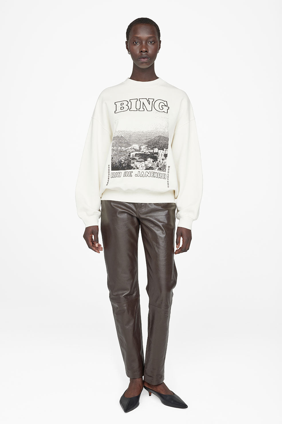 Anine Bing Jaci Sweatshirt Rio De Janeiro - Cream