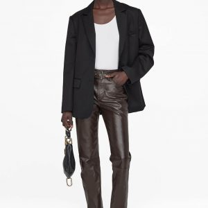 Anine Bing Connor Pant - Dark Brown