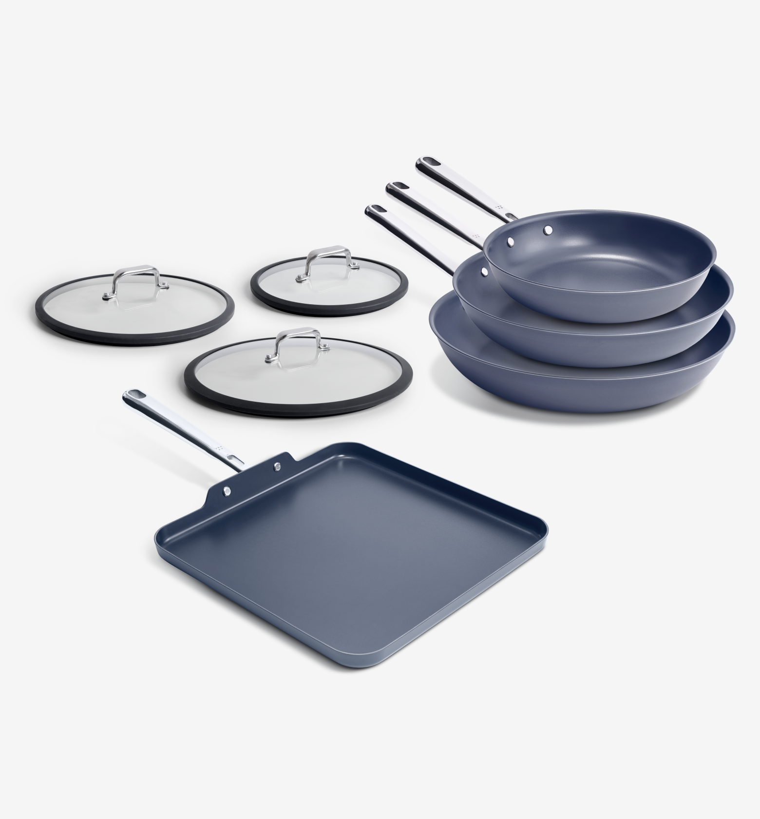 Misen Deeper Carbon Nonstick™ Complete Set + Glass Lids