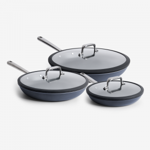 Misen 8" + 10" + 12" Deeper Carbon Nonstick™ Frying Pan + Glass Lid
