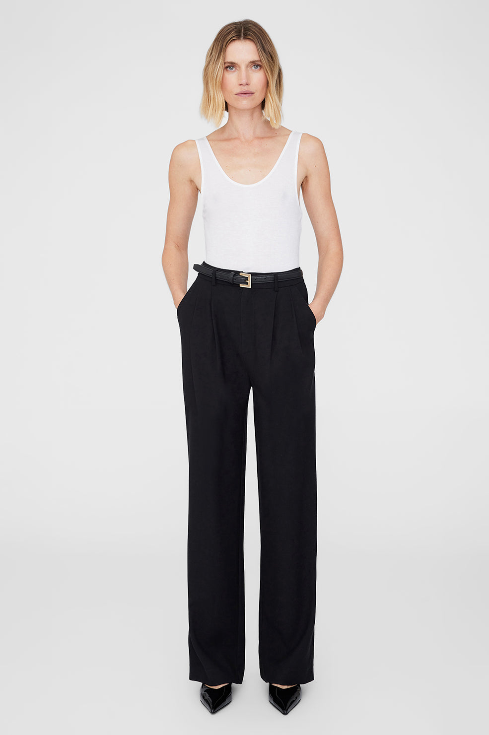 Anine Bing Carrie Pant - Black Twill