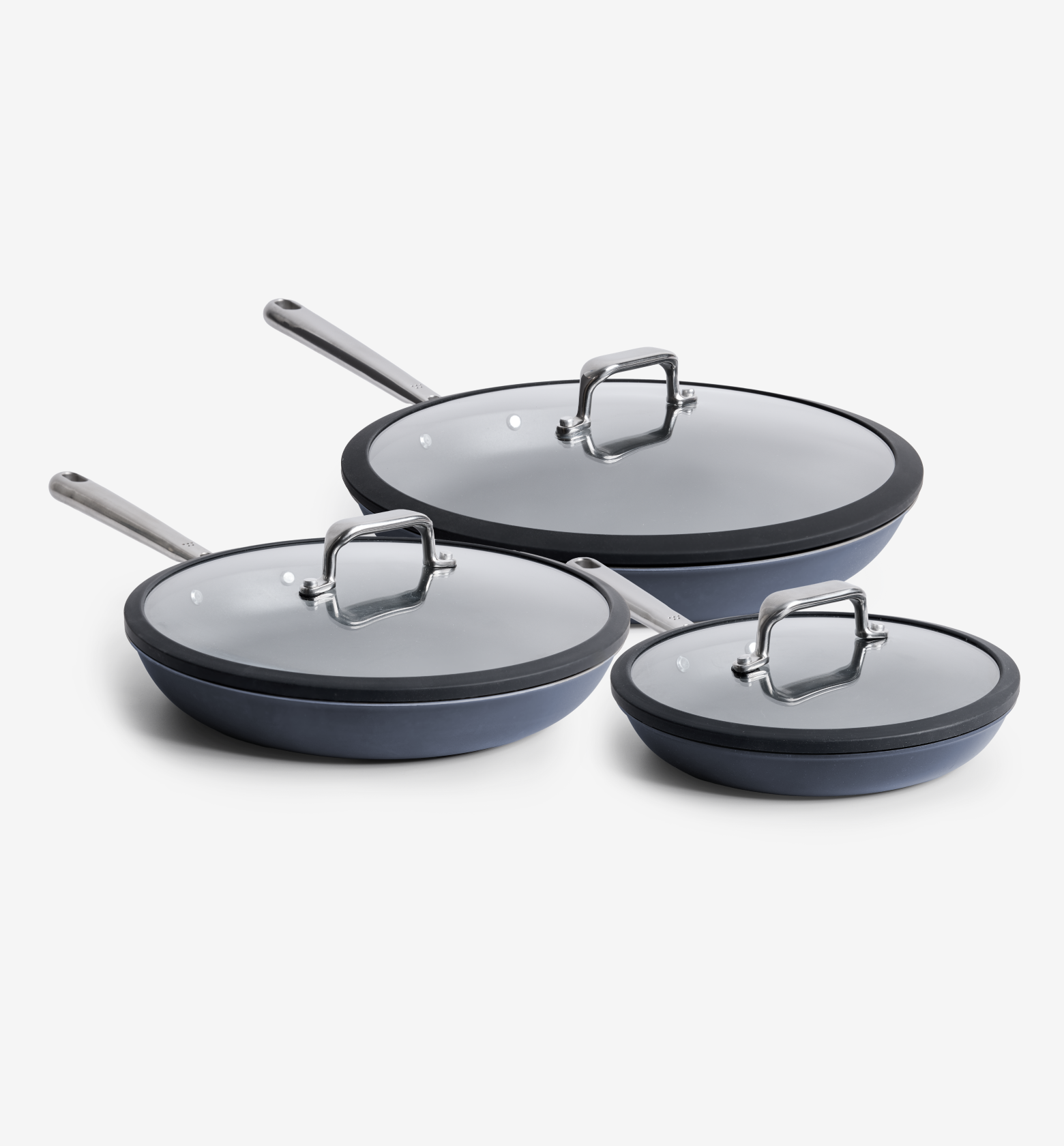Misen 8" + 10" + 12" Carbon Nonstick™ Frying Pan + Glass Lids