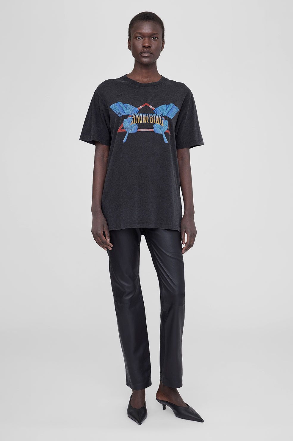 Anine Bing Lili Tee Butterfly - Washed Black