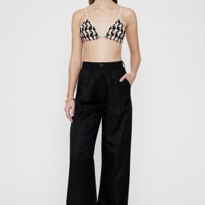 Anine Bing Omar Bra - Black And Cream Houndstooth