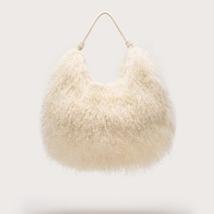 Cult Gaia SOLAY SHOULDER BAG - NATURAL SHEARLING