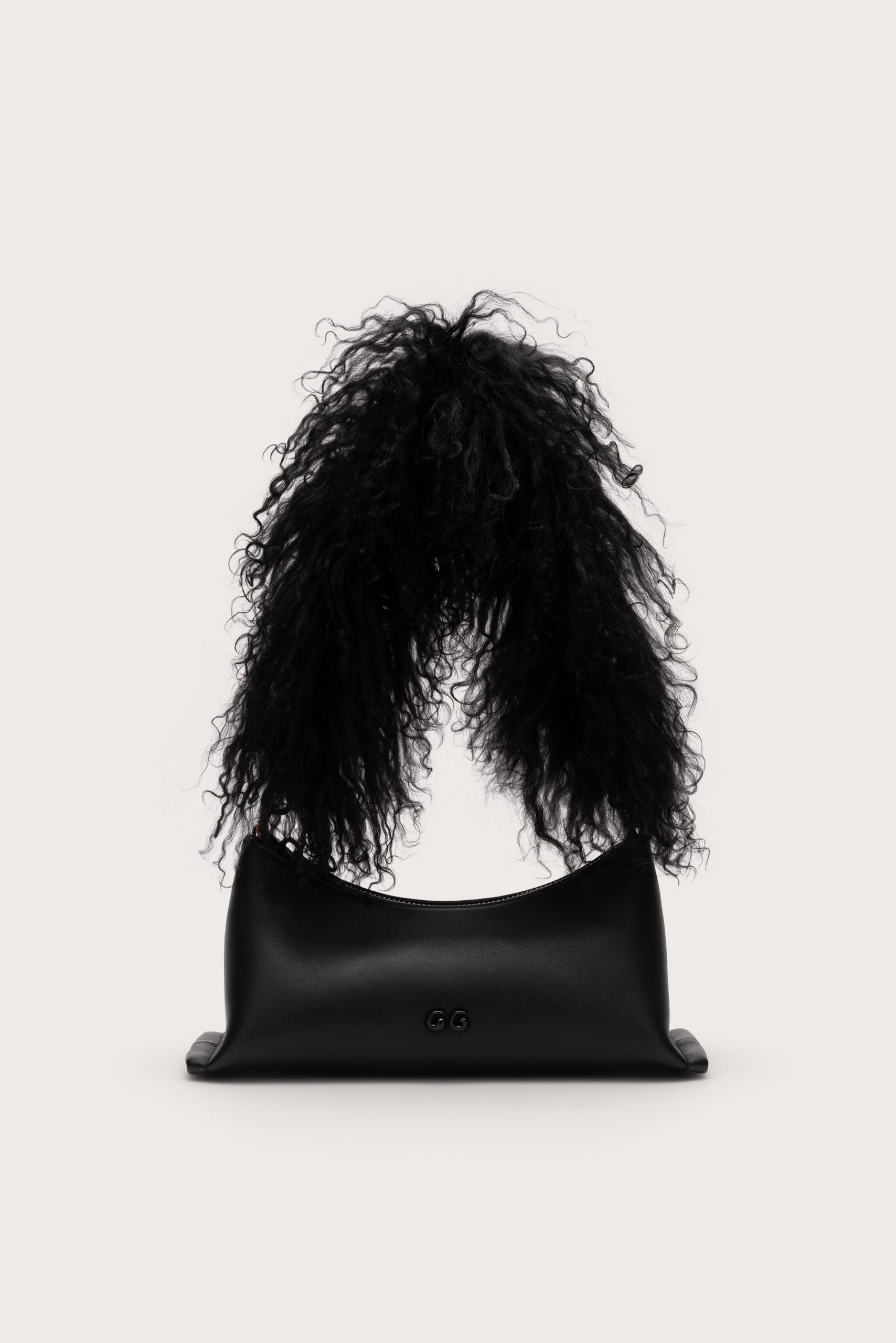 Cult Gaia OSA SHOULDER BAG - BLACK SHEARLING