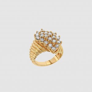 Anine Bing Ribbed Diamond Ring - 14k Gold