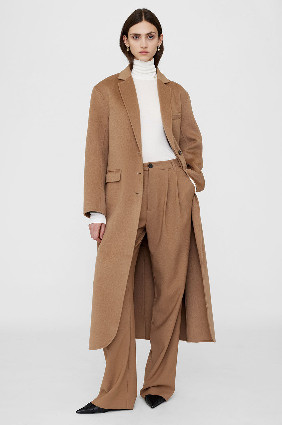 Anine Bing Quinn Coat - Camel Cashmere Blend