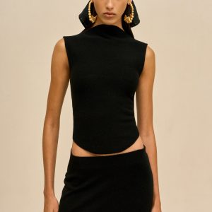 Cult Gaia ROMMA KNIT TOP - BLACK