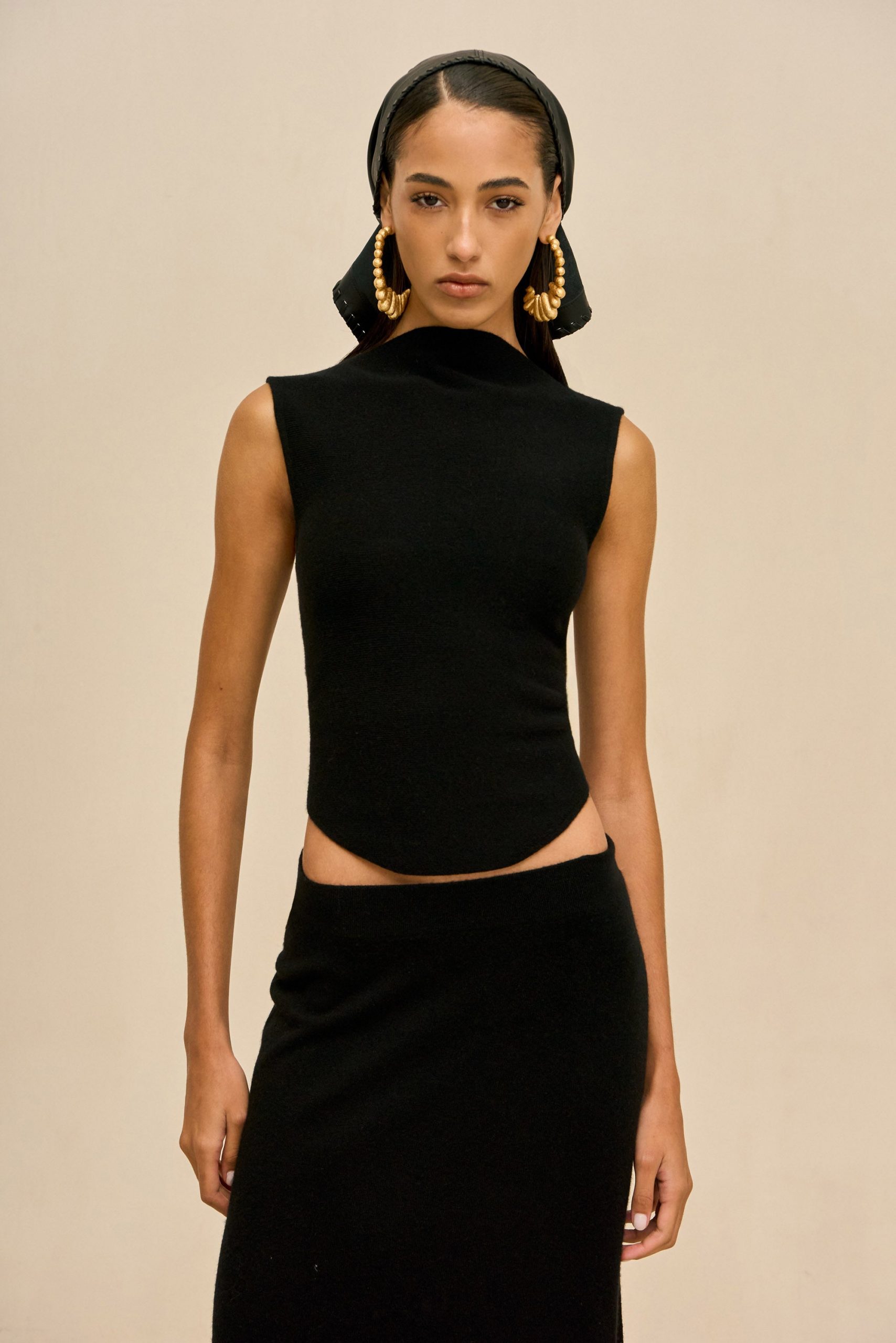 Cult Gaia ROMMA KNIT TOP - BLACK