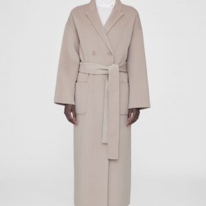 Anine Bing Dylan Maxi Coat - Taupe Cashmere Blend
