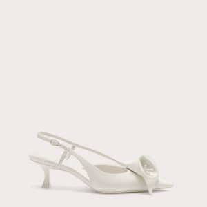 Cult Gaia CALLA KITTEN PUMP - ANTIQUE WHITE