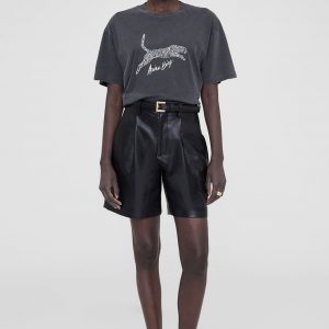 Anine Bing Walker Tee Spotted Leopard - Washed Black