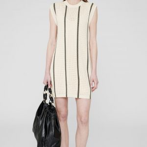 Anine Bing Lanie Dress - Ivory And Army Green Stripe