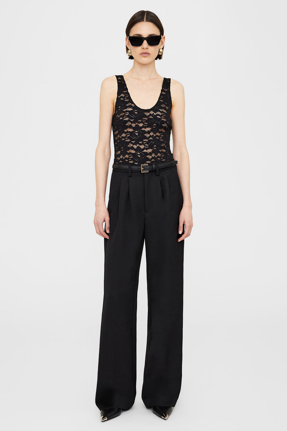 Anine Bing Alysha Bodysuit - Black Floral