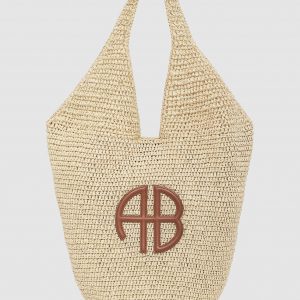Anine Bing Large Leah Hobo - Natural With Cognac