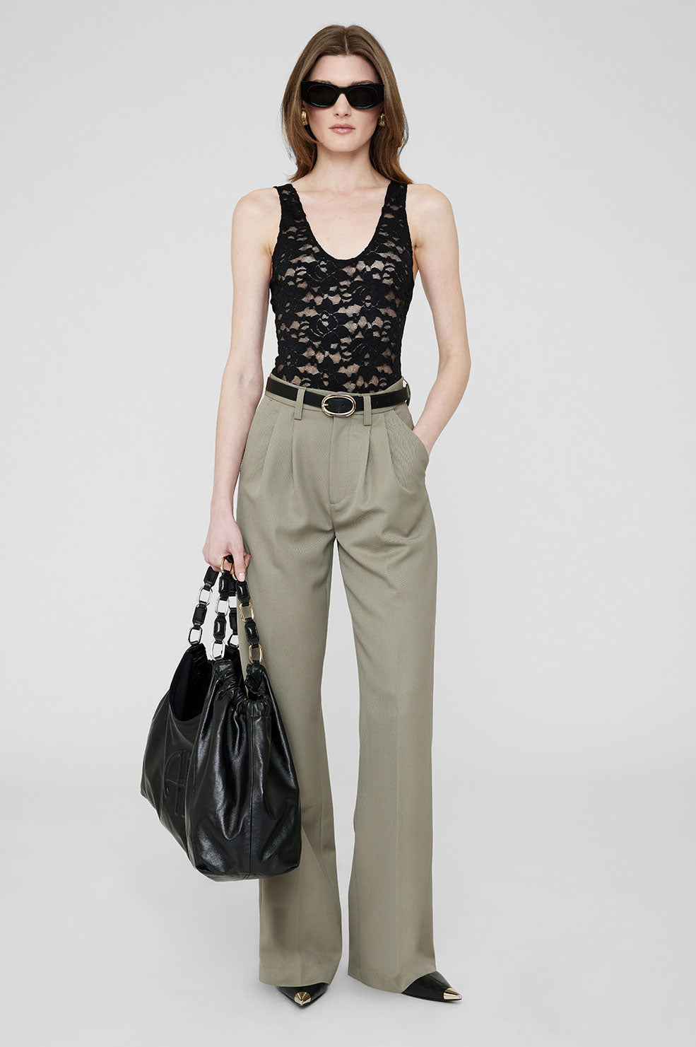 Anine Bing Carrie Pant - Green Khaki