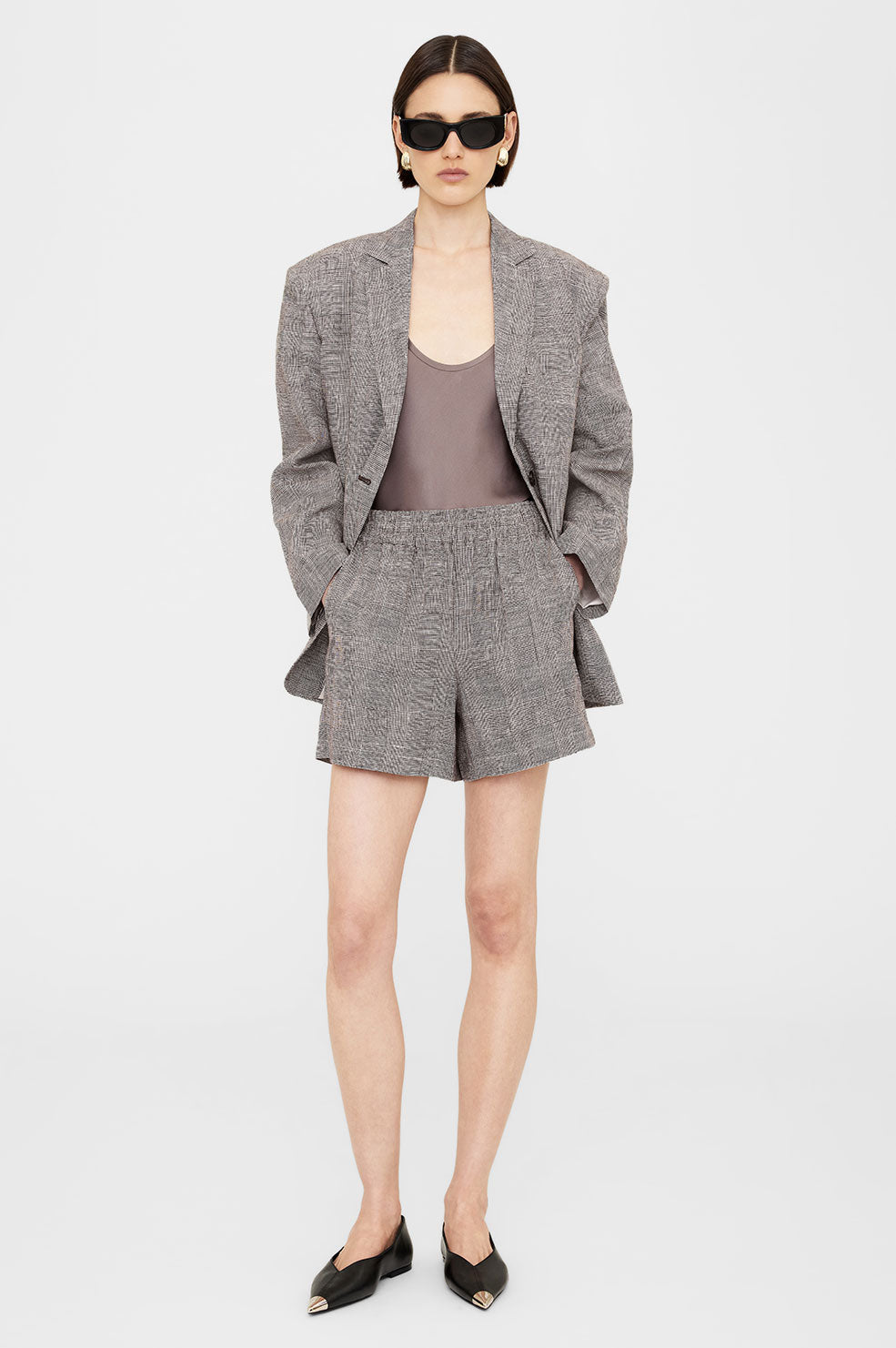 Anine Bing Quinn Blazer - Brown Plaid