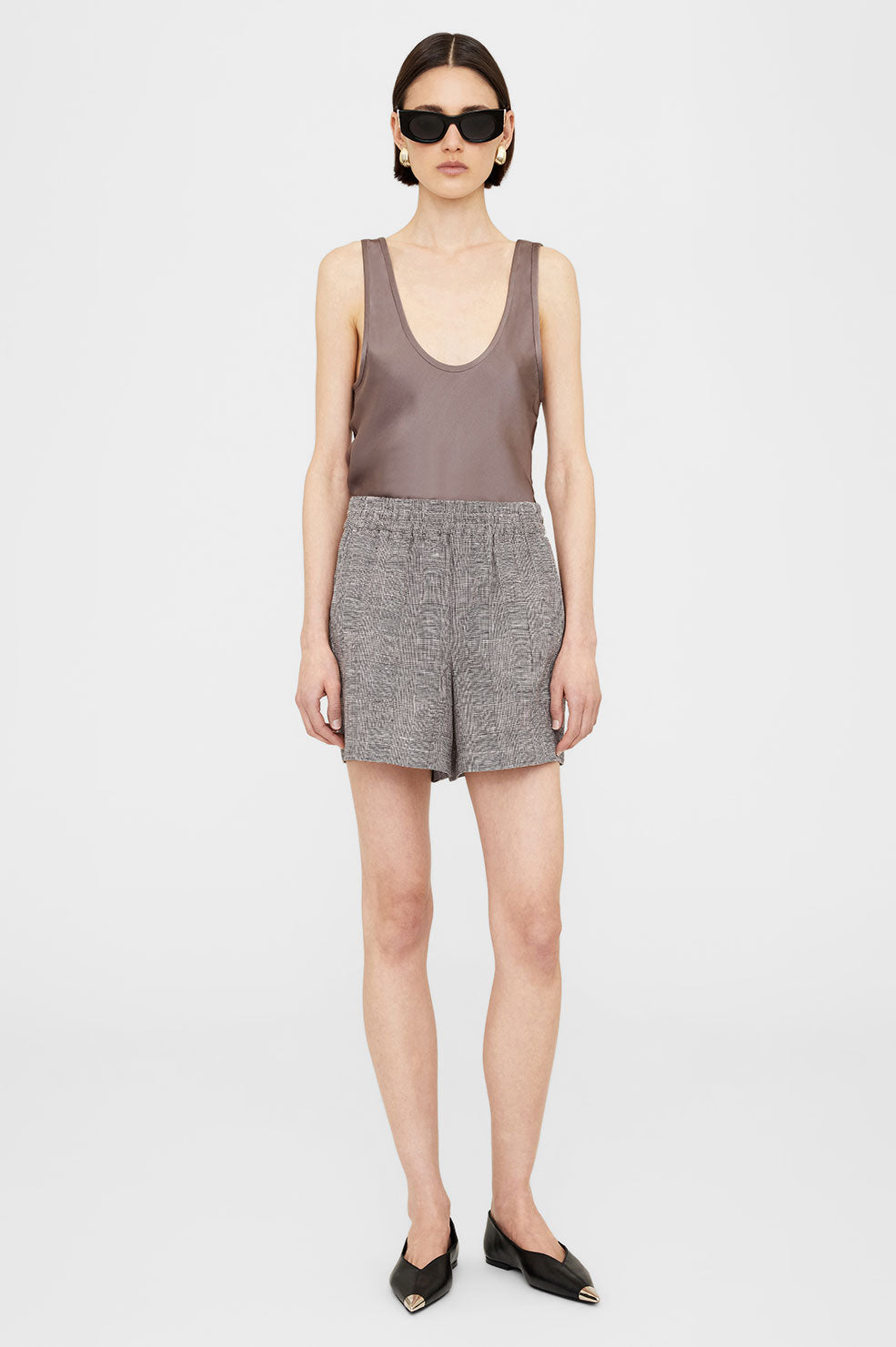 Anine Bing Kam Short - Brown Plaid