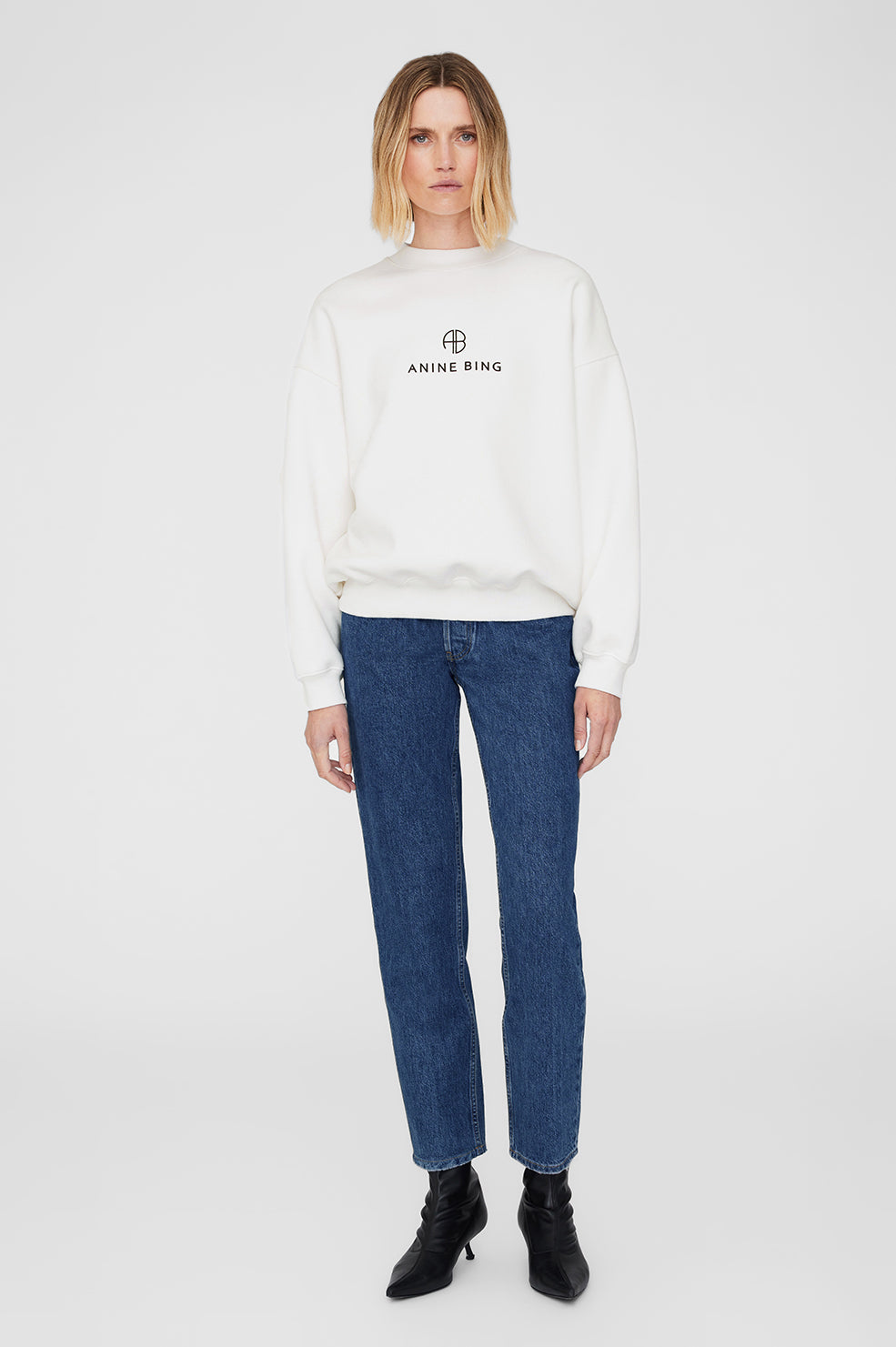 Anine Bing Jaci Sweatshirt Monogram - Ivory