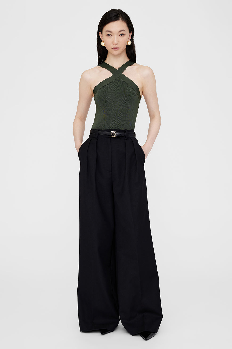 Anine Bing Brea Top - Dark Olive