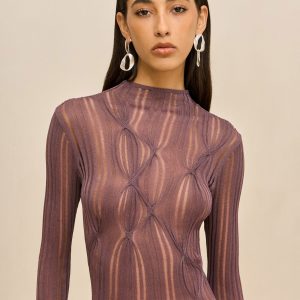 Cult Gaia TAI KNIT TOP - WARM HAZE