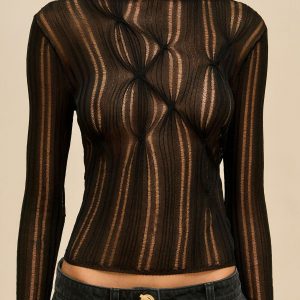 Cult Gaia TAI KNIT TOP - BLACK