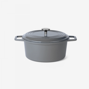 Misen 7 QT Enamel Cast-Iron Dutch Oven - Classic Lid - Gray - Final Sale