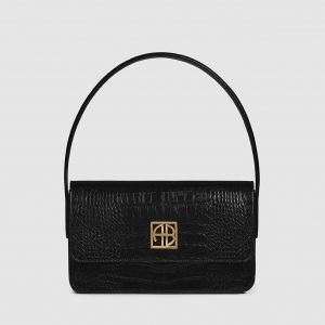 Anine Bing Elly Shoulder Bag - Black Embossed