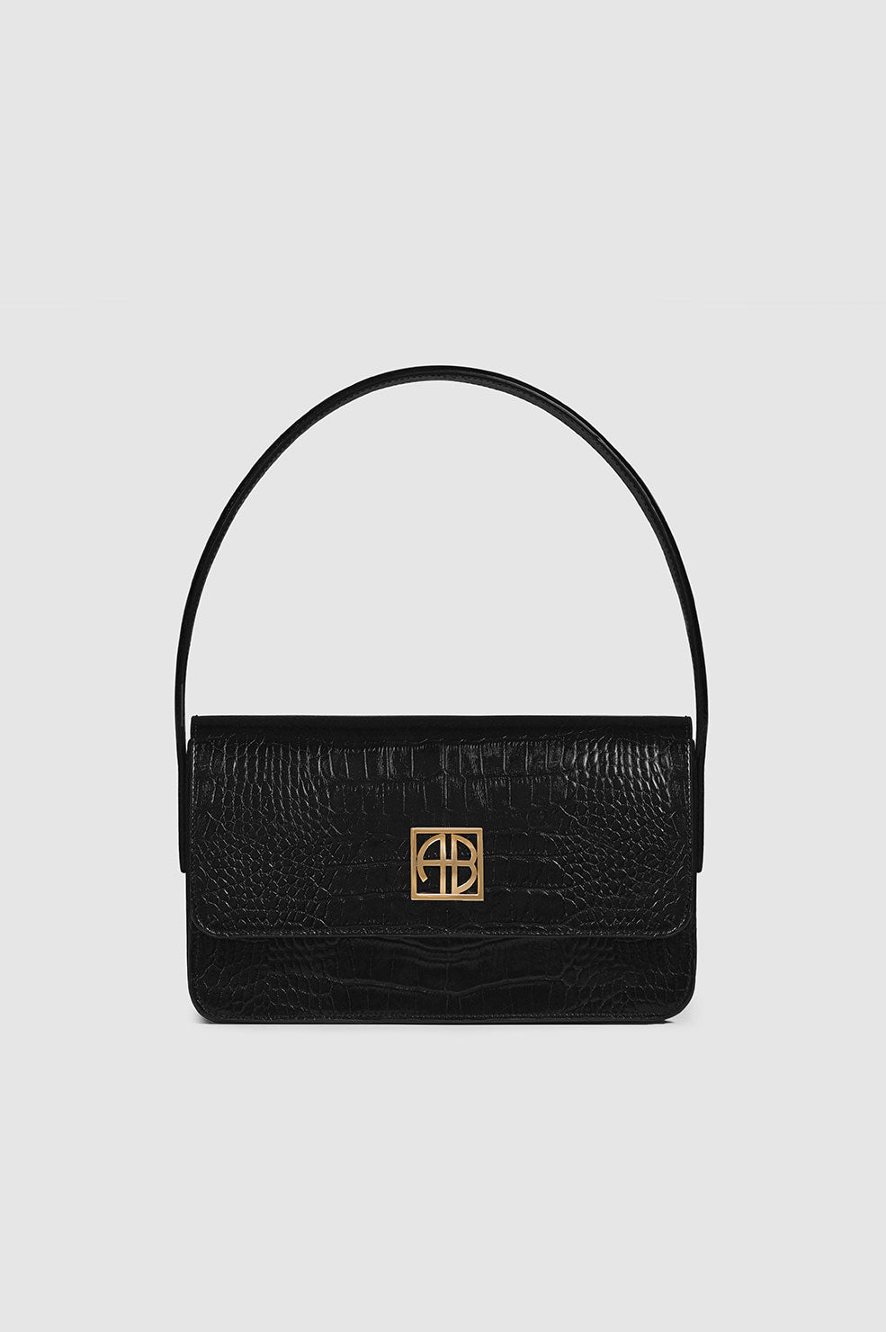Anine Bing Elly Shoulder Bag - Black Embossed