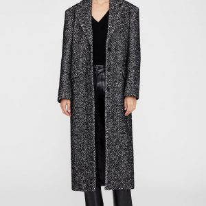 Anine Bing Quinn Coat - Black And White Tweed