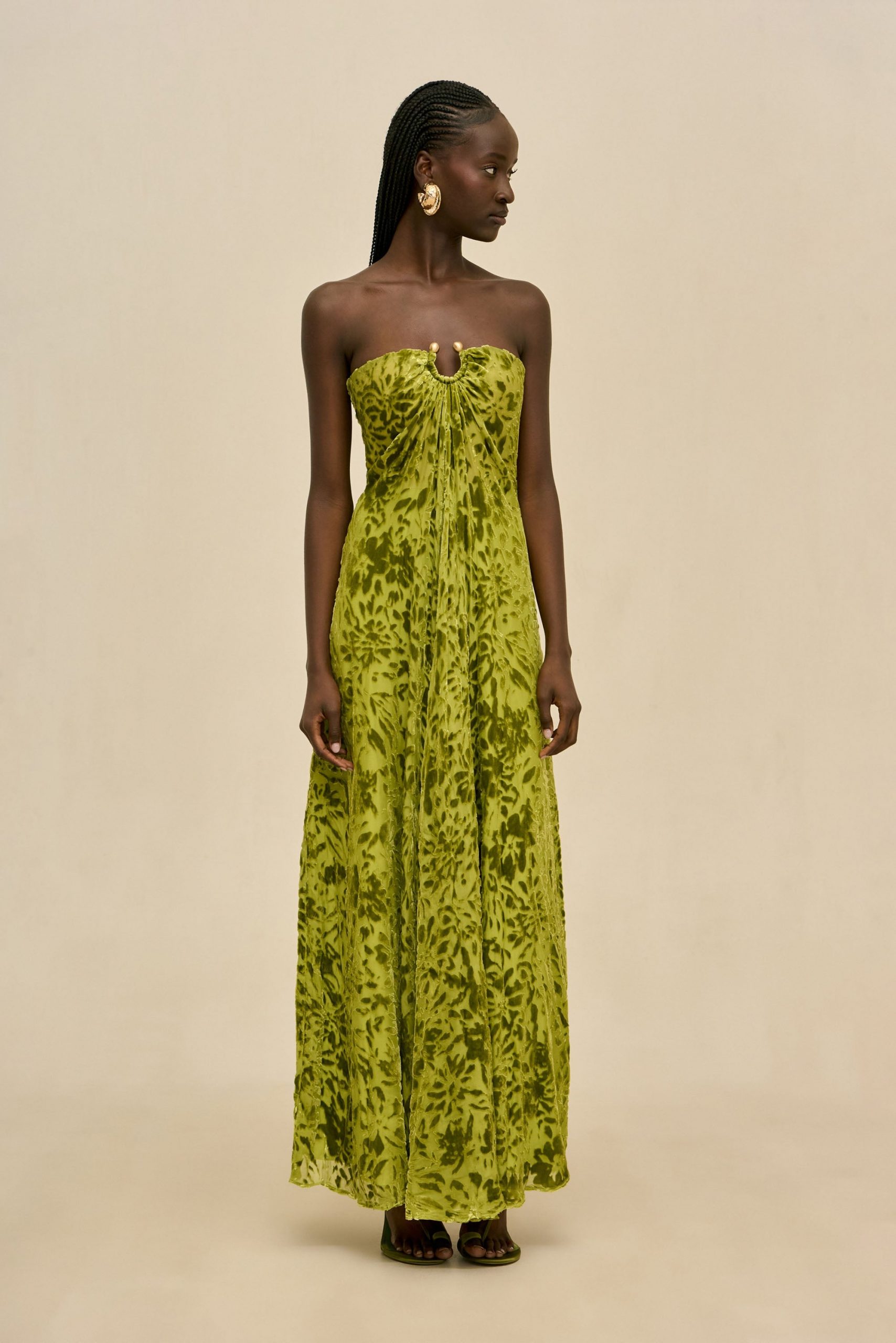 Cult Gaia RENAY GOWN - CHIVE