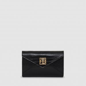 Anine Bing Small Elly Clutch - Black Embossed