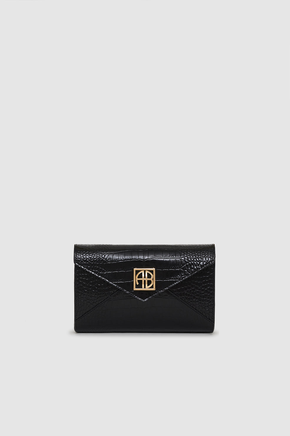 Anine Bing Small Elly Clutch - Black Embossed