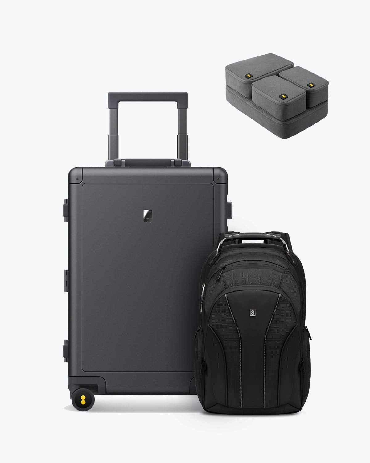 Level8 Aluminum Luggage and Atlas Laptop Backpack Set