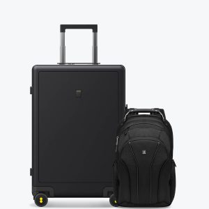 Level8 Textured and Atlas Laptop Backpack Luggage Set