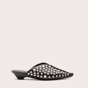 Cult Gaia THE JASMIN STUDDED BABOUCHE MULE - BLACK
