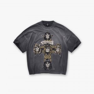 Represent X Guns N' Roses Cross T-Shirt - Stained Black