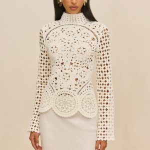 Cult Gaia DEIA CROCHET TOP - OFF WHITE