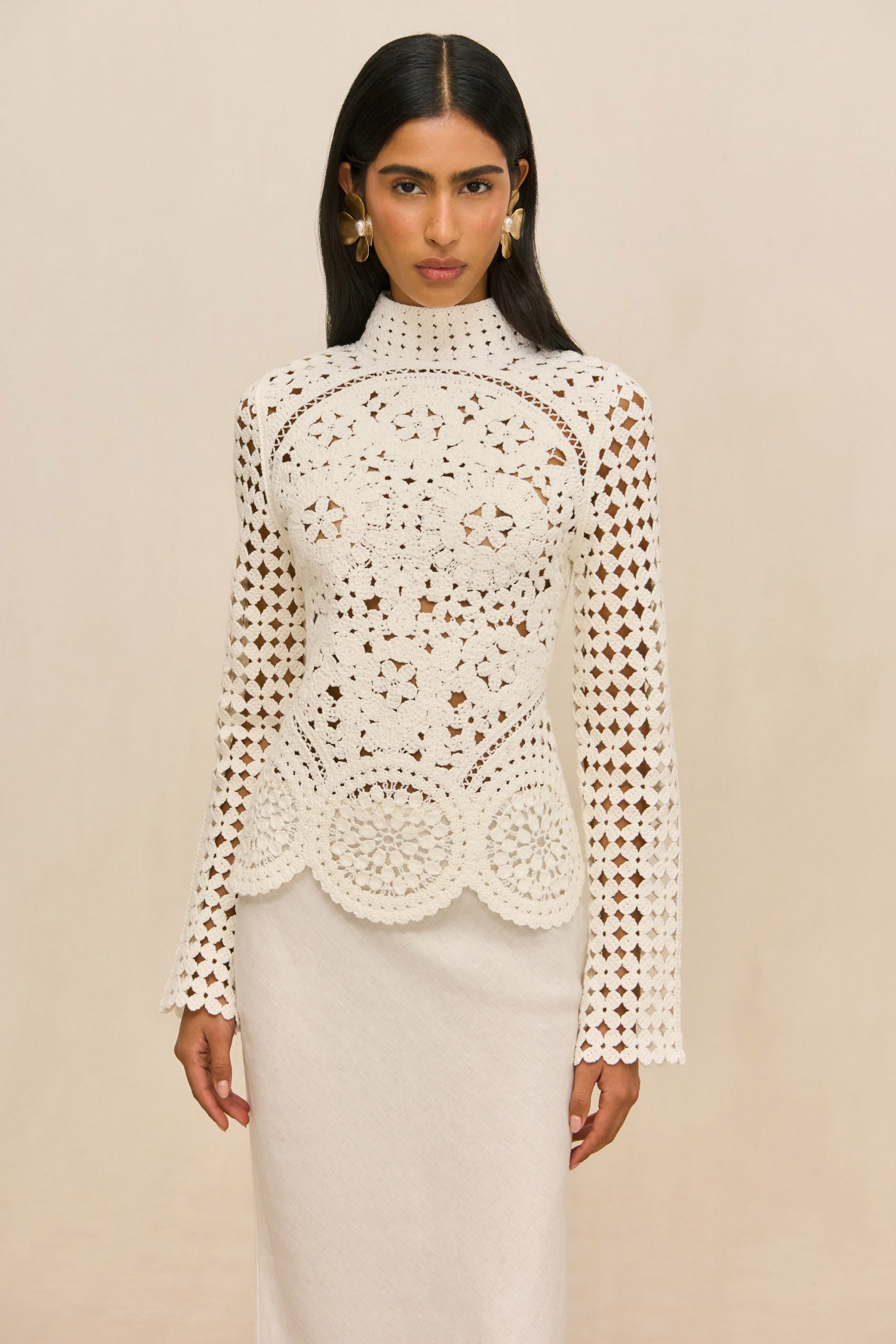 Cult Gaia DEIA CROCHET TOP - OFF WHITE