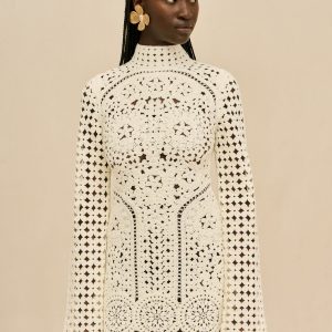 Cult Gaia JEMMA CROCHET DRESS - OFF WHITE