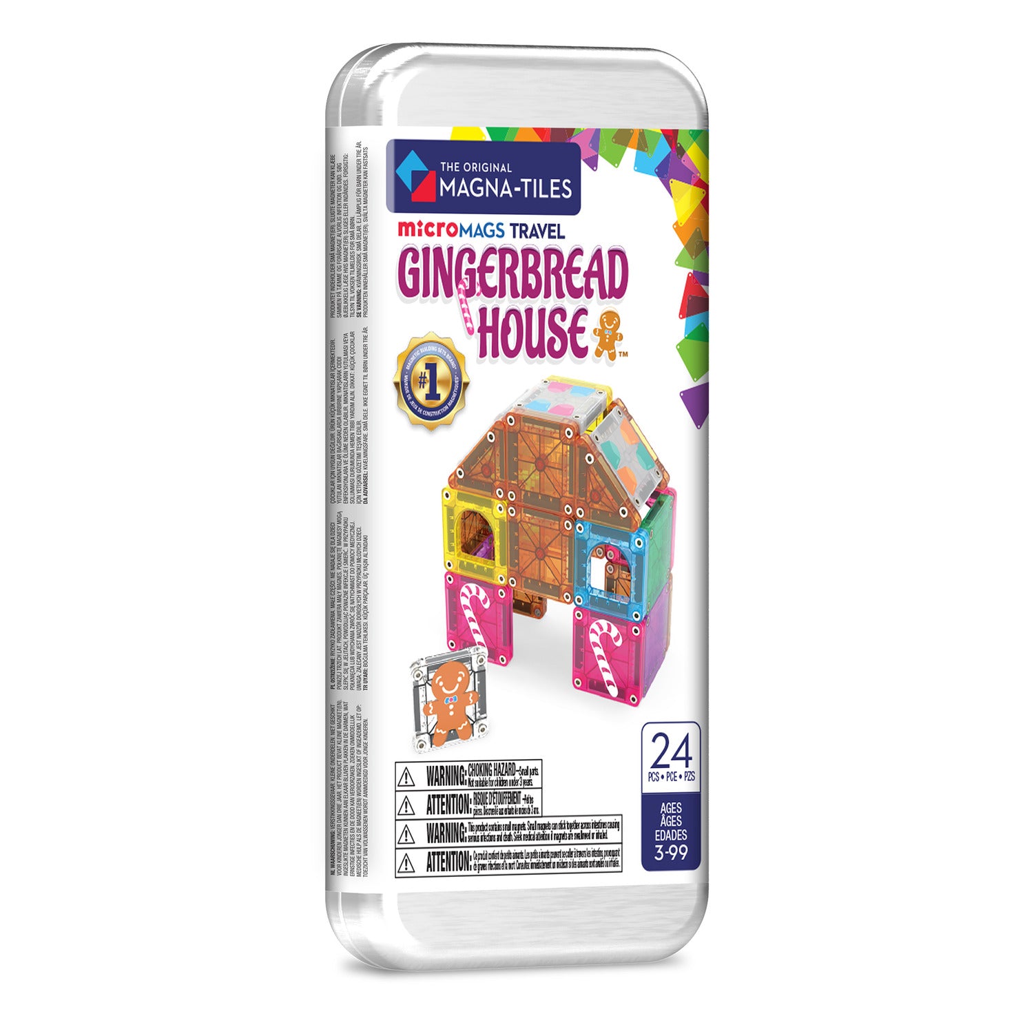 Magna-Tiles microMAGS Gingerbread House 24 Piece Travel Set