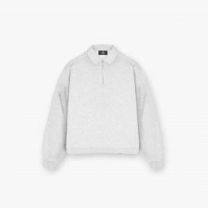Represent Initial Boxy Quarter Zip - Ice Grey Marl