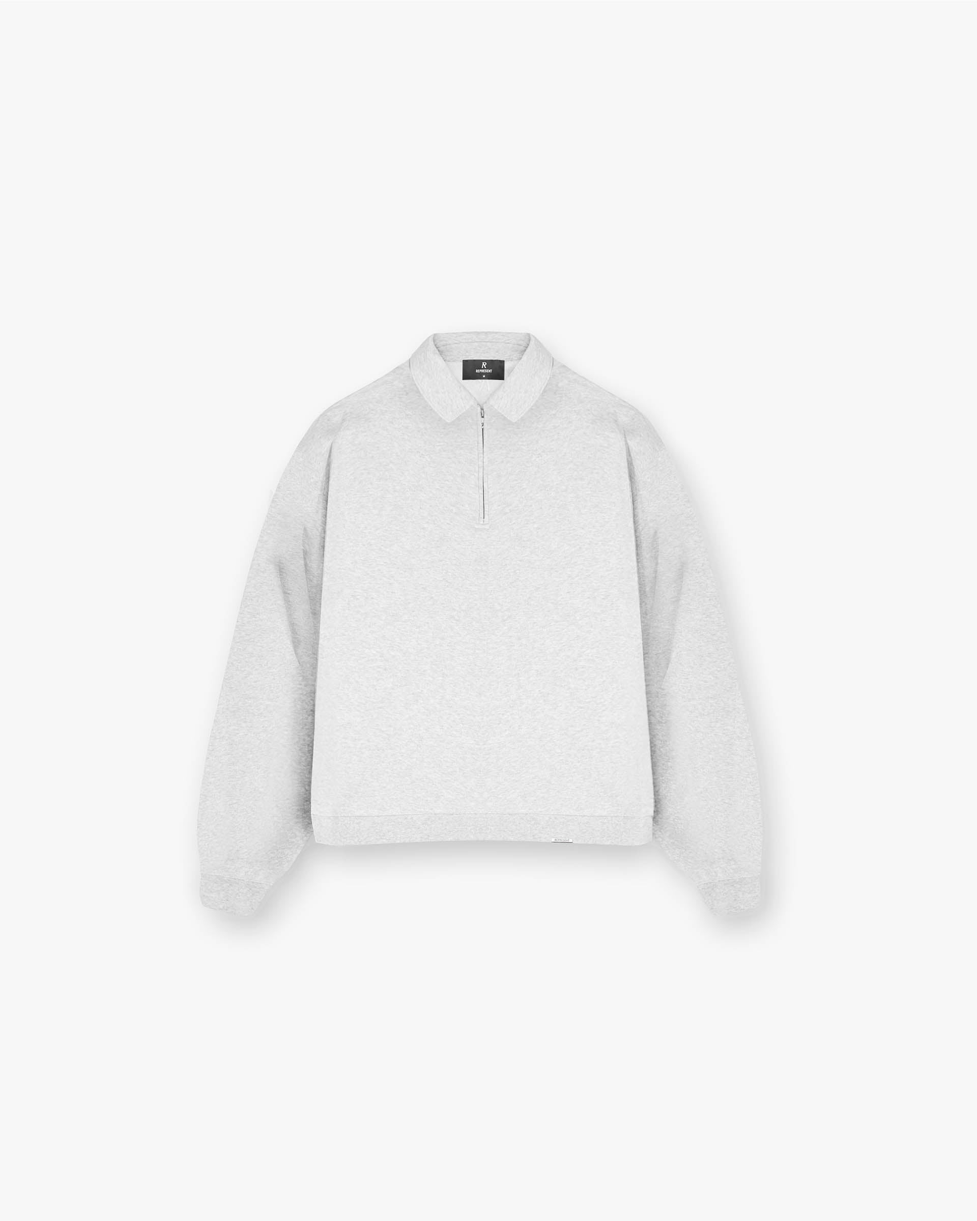 Represent Initial Boxy Quarter Zip - Ice Grey Marl